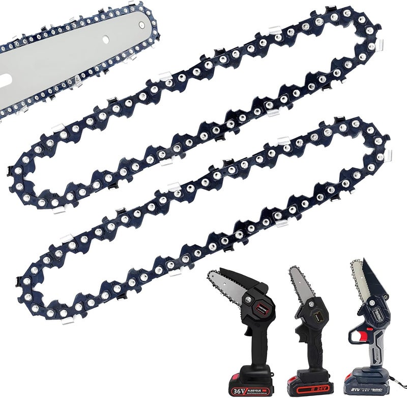 Fifchall [2 Pieces] GTA 26 4 Inch Mini Chainsaw Chain for Stihl GTA 26 Replace Blade Pruner Mini Chainsaw Hand Held 4" Replacement Chains for Cordless Electric Portable Mini Chainsaw for Wood Branch Cutting - Image 1